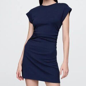 NWT - GAP - Modern Rib Ruched Mini Dress - Navy Blue - Large